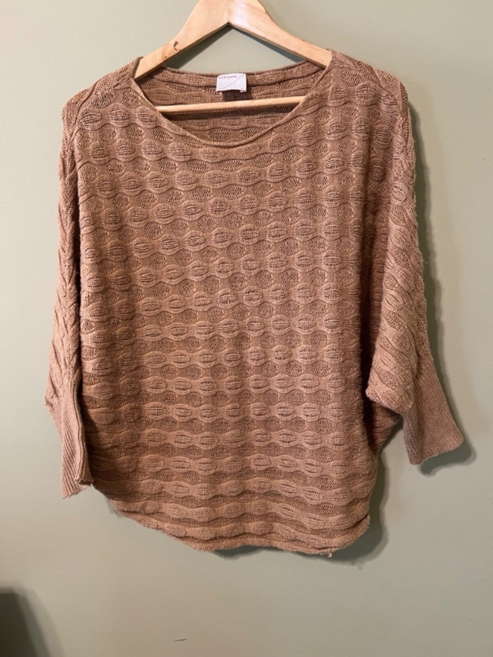 Kerisma Bat Wing Sweater Women's S/M Camel Woven